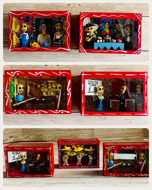 Nicho Mexicano De Catrinas con Vitrina Mexican Sugar Skulls Shadow Box