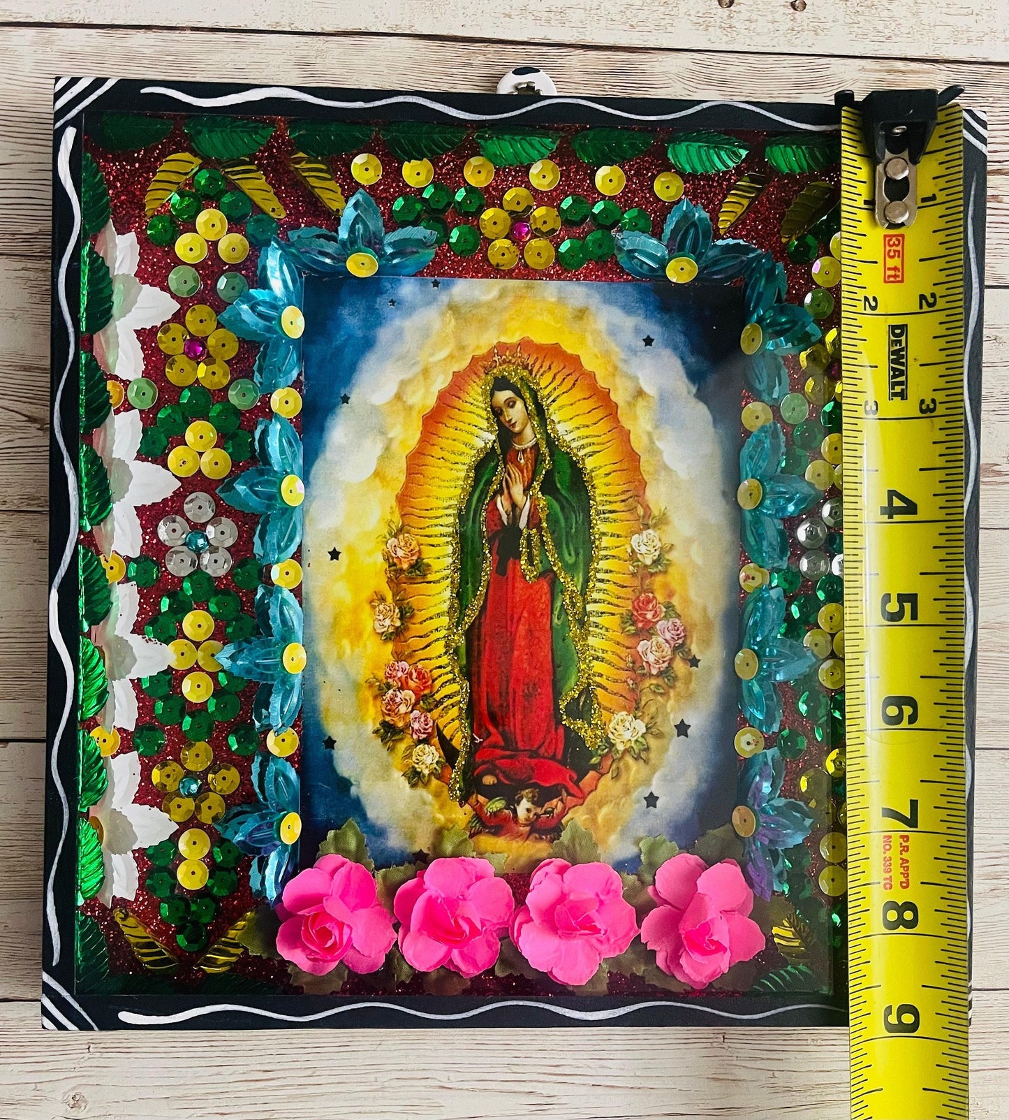 Nicho Mexicano de La Virgen Maria Virgin Mary  Shadow Box Lady of Guadalupe