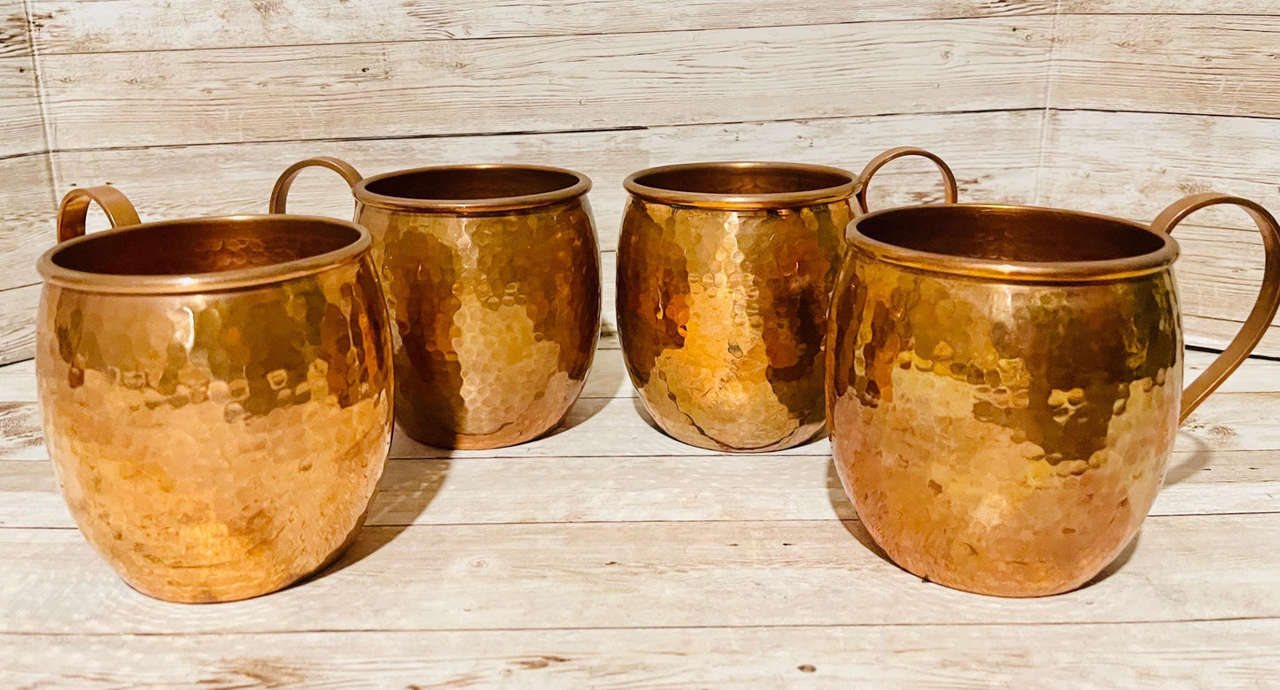 4x Mexican Copper Cups 4 Vasos de Cobre Mexicano
