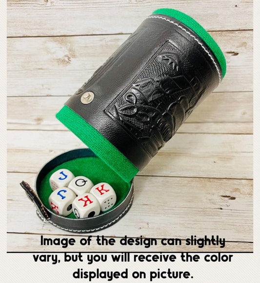 Cubilete Mexicano Poker Dice Cup Leather Engraved