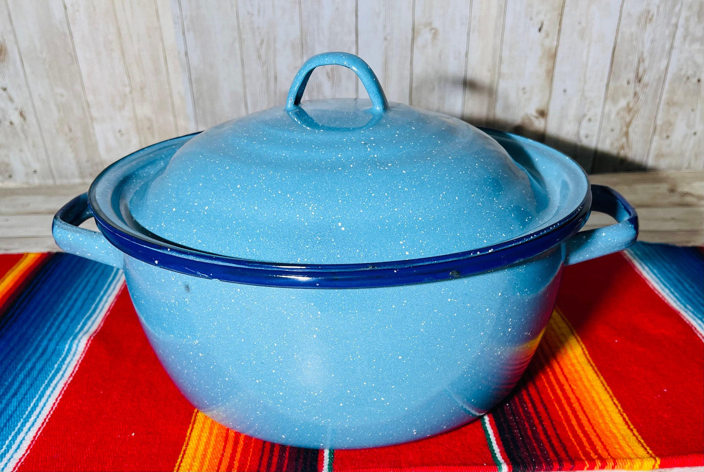 Mexican Enamelware Camping Set 1 Coffee/Tea Pot 1 Frying Pan & 2 Pots Set de Peltre Mexicano con 2 Ollas 1 Sarten y una Cafetera