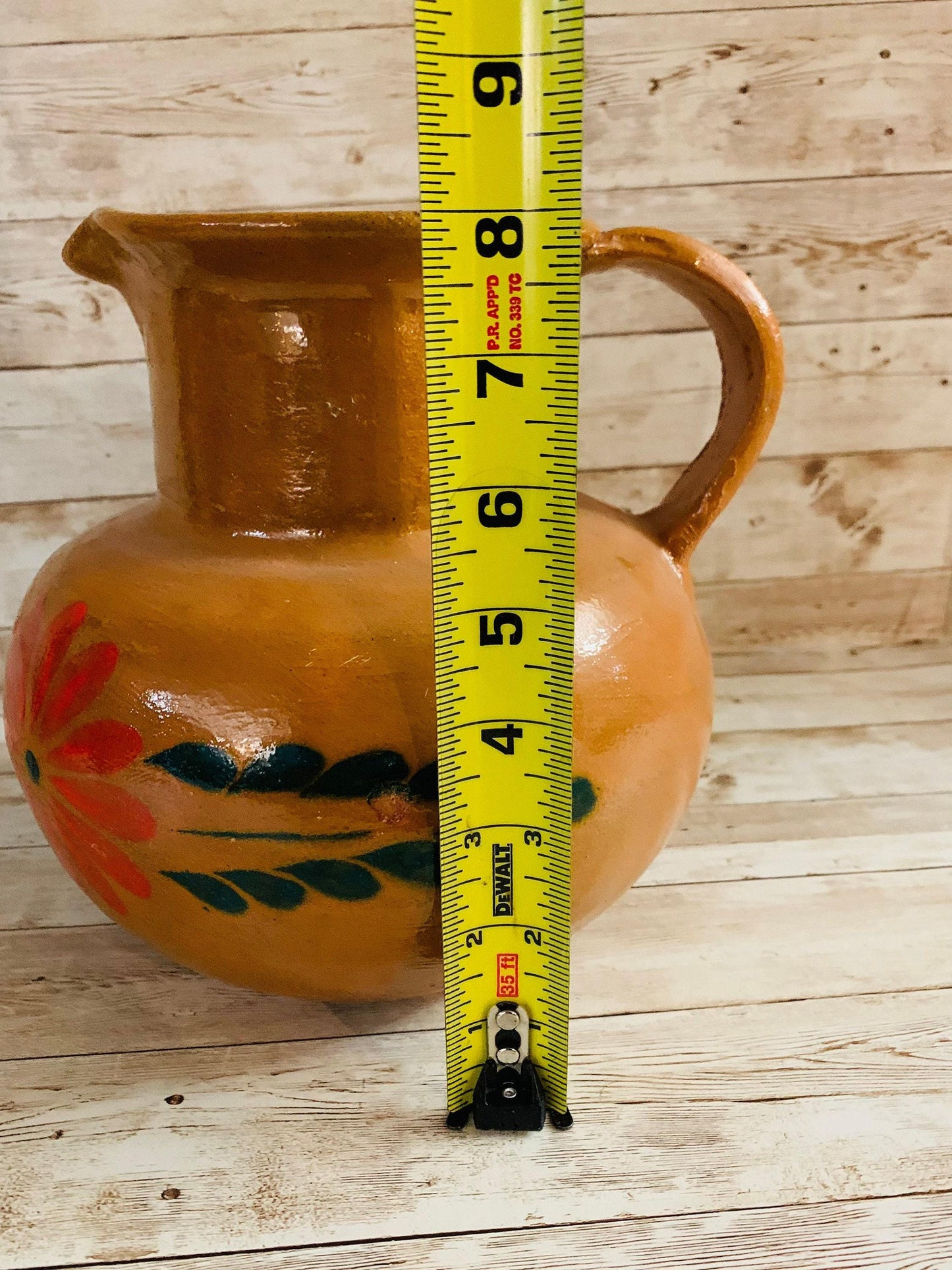 Terra Cotta Mexican Art Pottery Pitcher Jarra Artesanal Mexicana de Barro