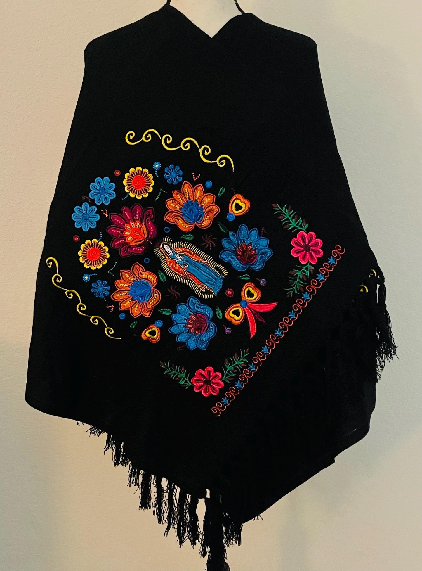 Embroidered Handmade Mexican Shawl Reboso Bordados en Telar