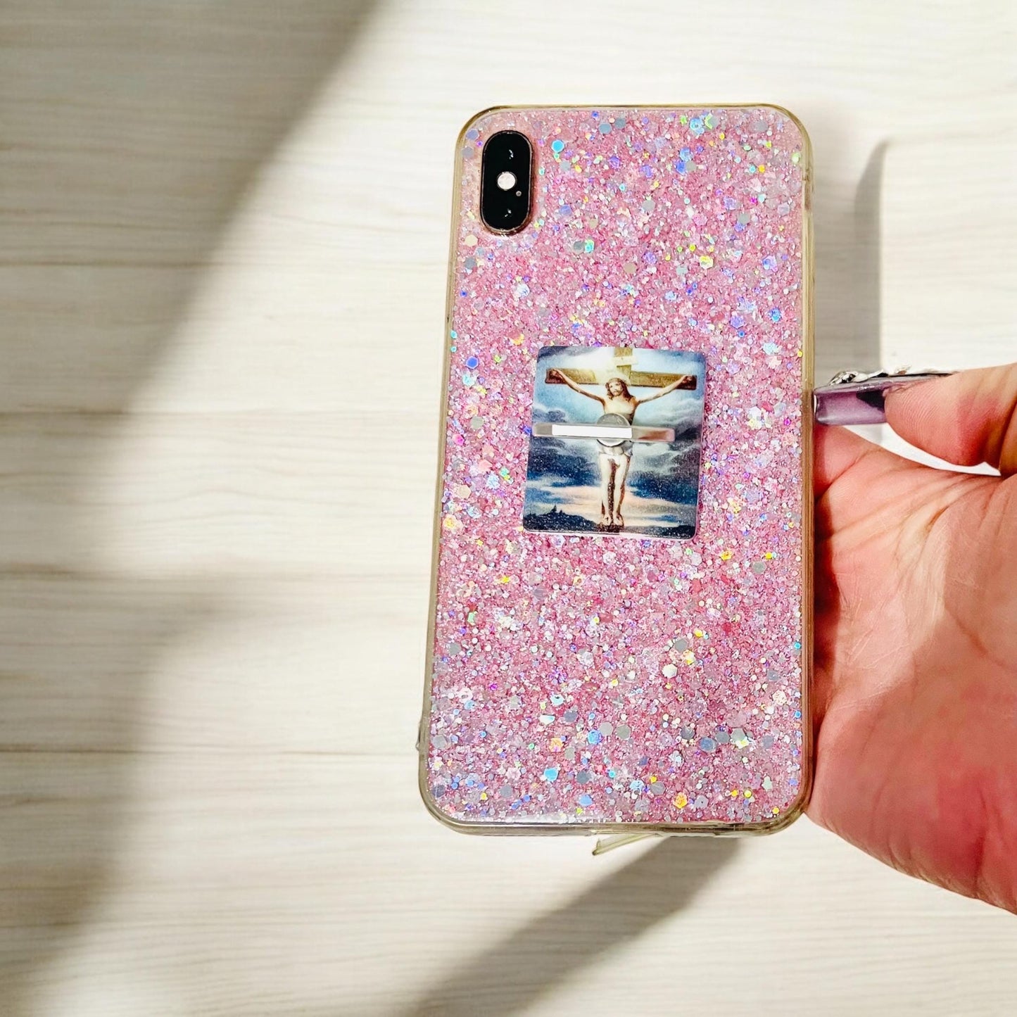 2x Phone Rings Grips Jesus on Cross Virgin Mary Virgin Mary with Baby Jesus 2x Arillos para Celular de Virgen Maria, Jesus en la Cruz,