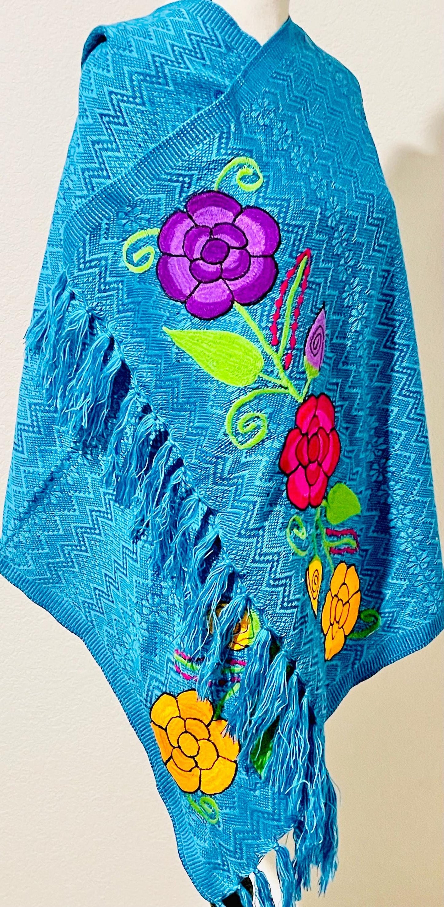 Embroidered Handmade Mexican Shawl Reboso Bordados en Telar