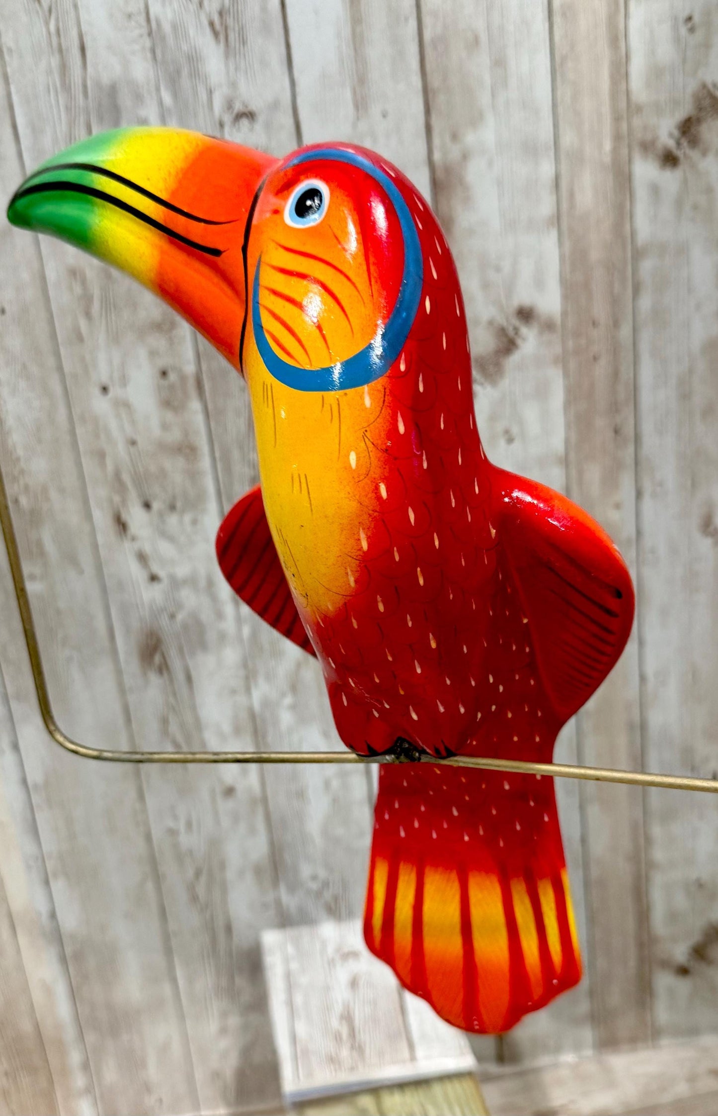 Hanging Exotic Bird in Ring Mexican Pottery Ceramic Pajaro De Cerámica