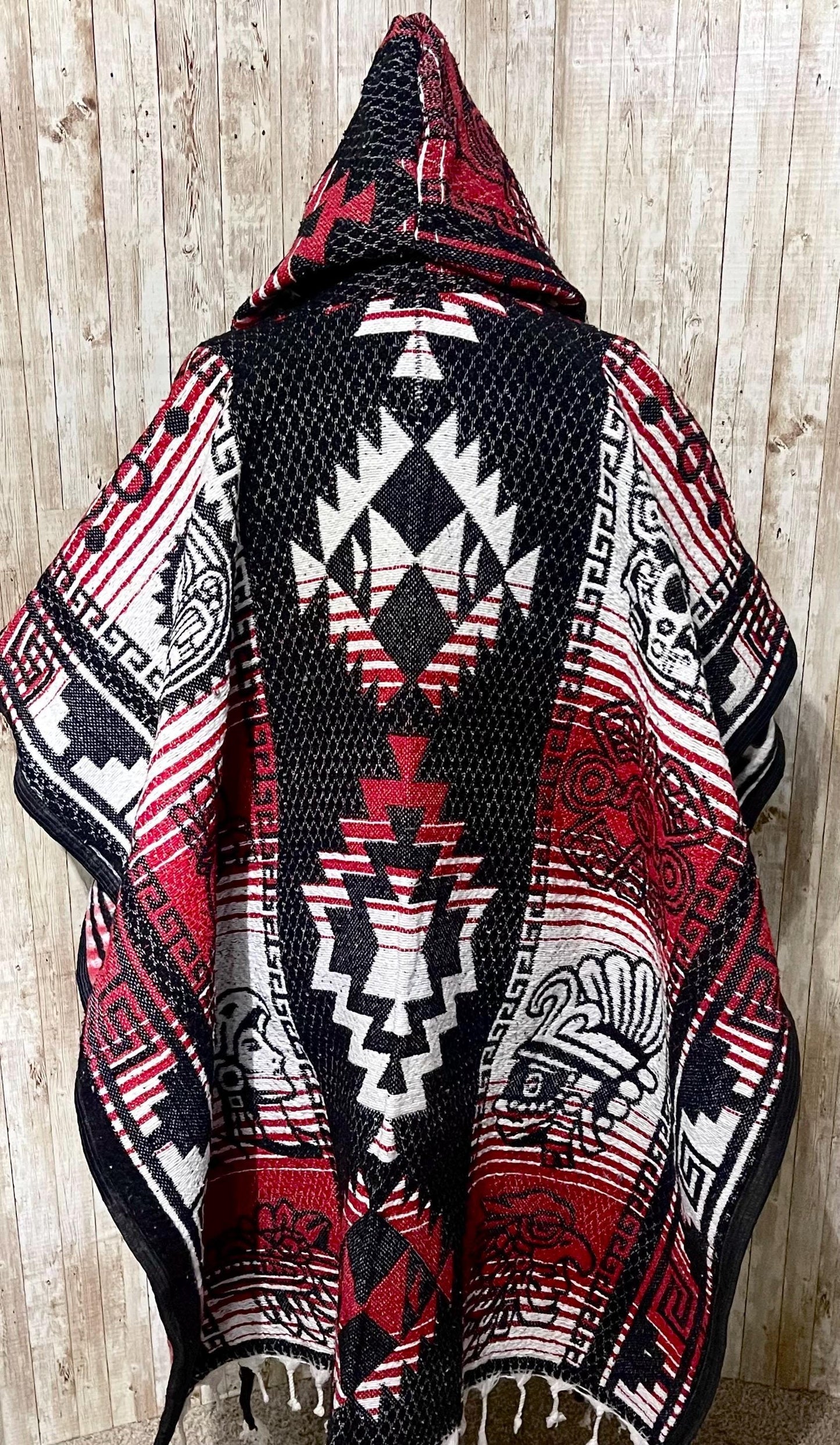Mexican Greek Aztec Calendar Double Sided Poncho Poncho Mexicano Doble Vista Calendario Azteca Greco