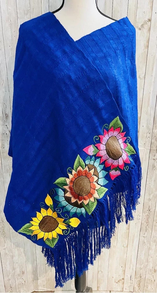 Mexican Embroidered Shawl Wrap Cover Reboso Mexicano Bordado