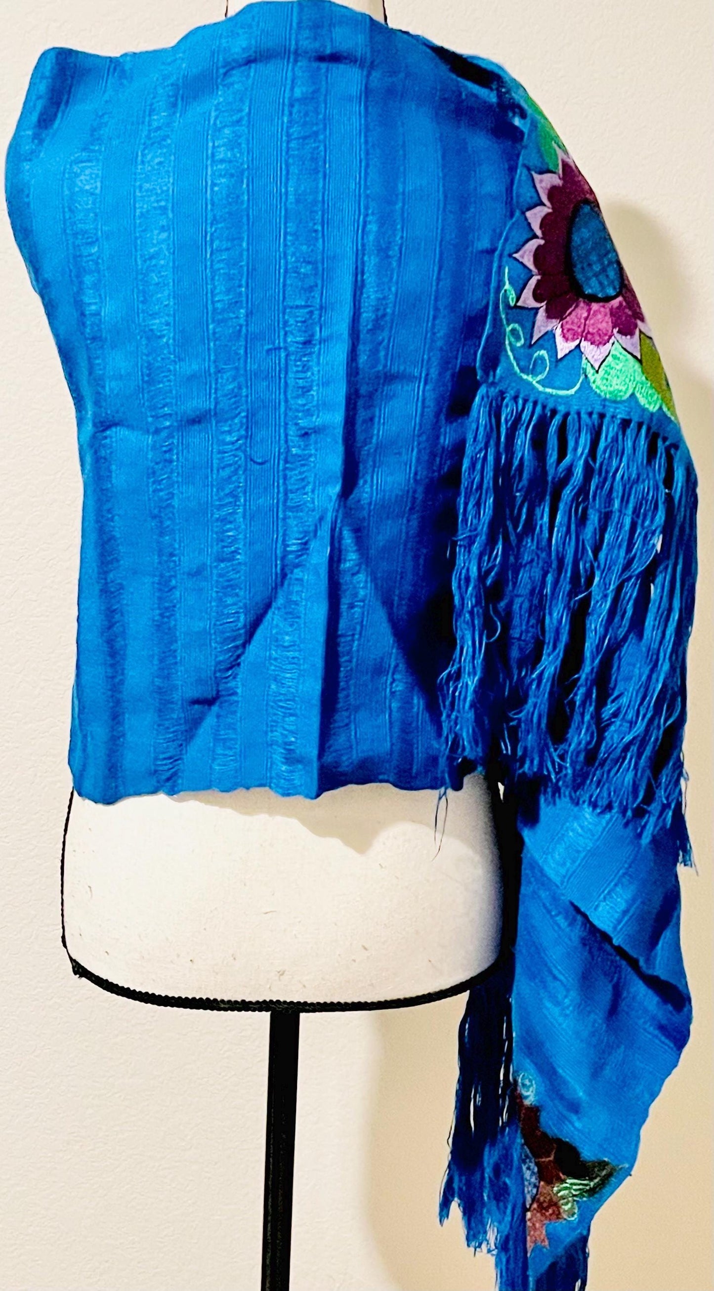 Mexican Embroidered Shawl Wrap Cover Reboso Mexicano Bordado