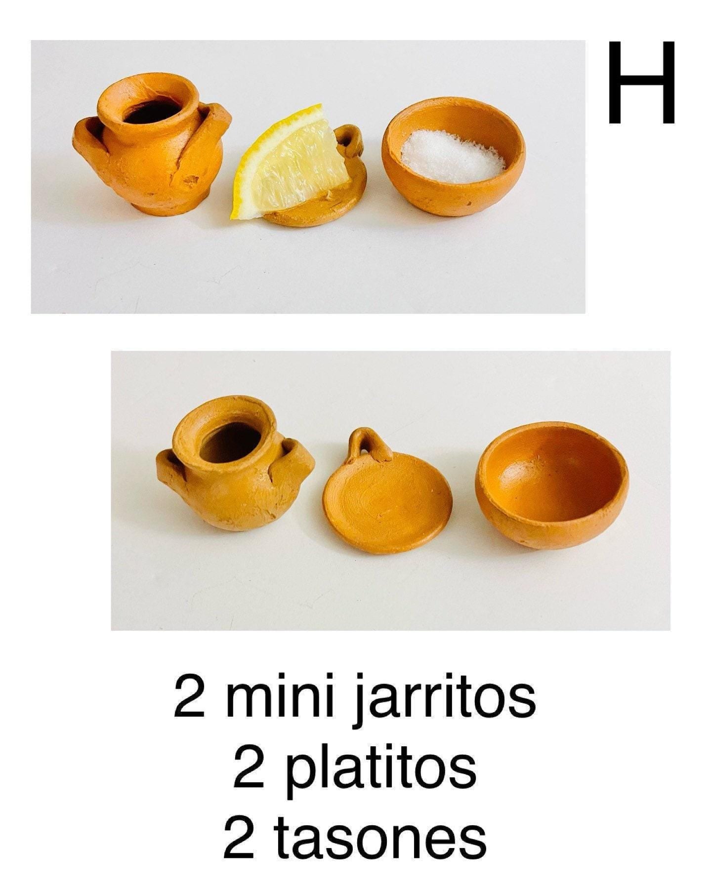 Mini Cantaritos for Tequila Shots with Mini Plates Mini Tequileros Y Cazuelitas de Barro