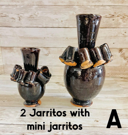Jarrito de Barro con 5 Mini Jarritos Tequila Jug with 5 Mini Jarritos
