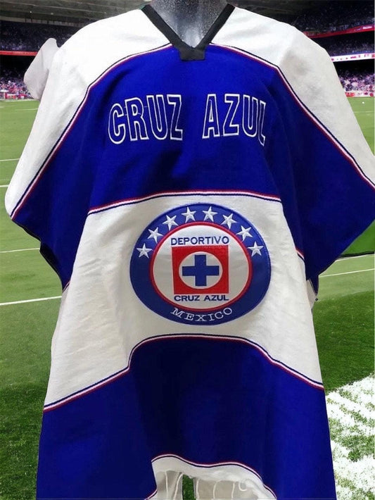 Poncho De Cruz Azul Futbol Mexicano Mexican Poncho Sarape Soccer Hoodie