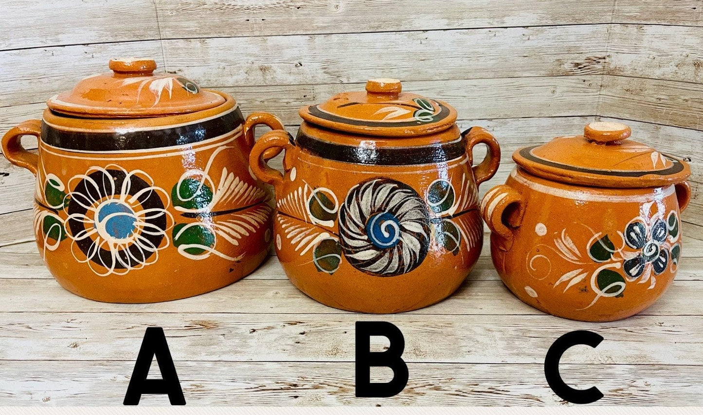 Terra Cota Clay Pot for Beans Soups Olla Tonala de Barro para Caldos Frijoles Sopas