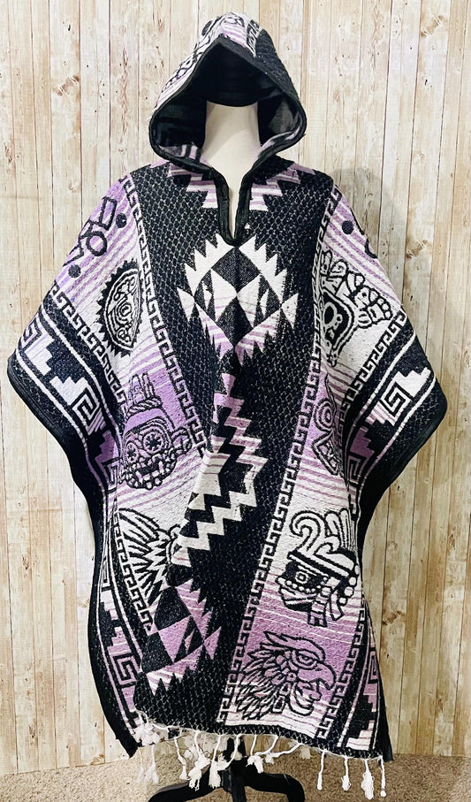 Mexican Greek Aztec Calendar Double Sided Poncho Poncho Mexicano Doble Vista Calendario Azteca Greco