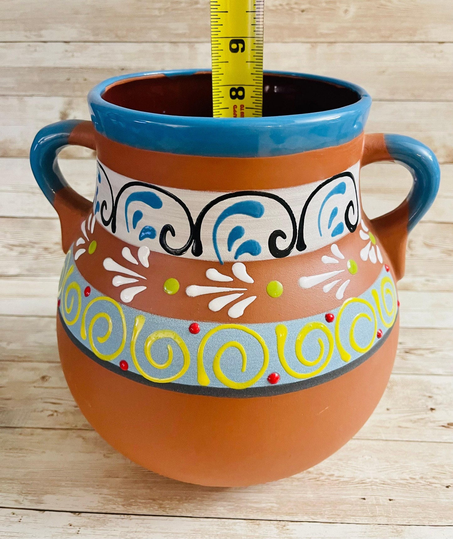Olla de Barro Frijolera con Tapa Clay Pot with lid Fits Up To 1 Kg Terracota Pot