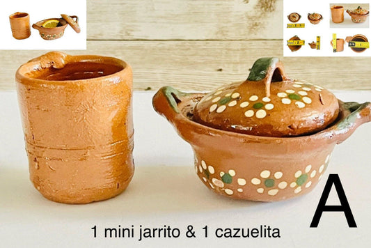 Mini Cantaritos for Tequila Shots with Mini Plates Mini Tequileros Y Cazuelitas de Barro