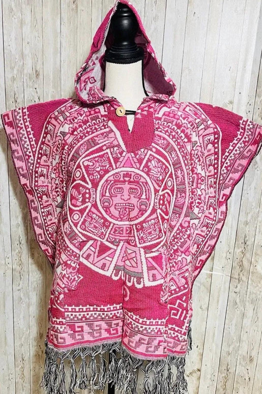 Poncho Calendario Azteca con Gorra Mexican Hoodie