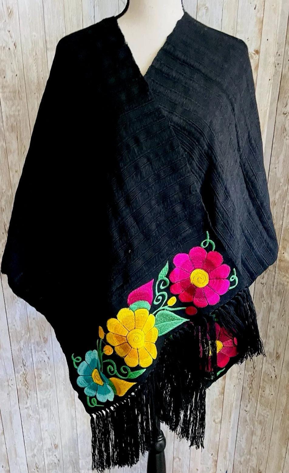 Embroidered Handmade Mexican Shawl Reboso Bordados en Telar