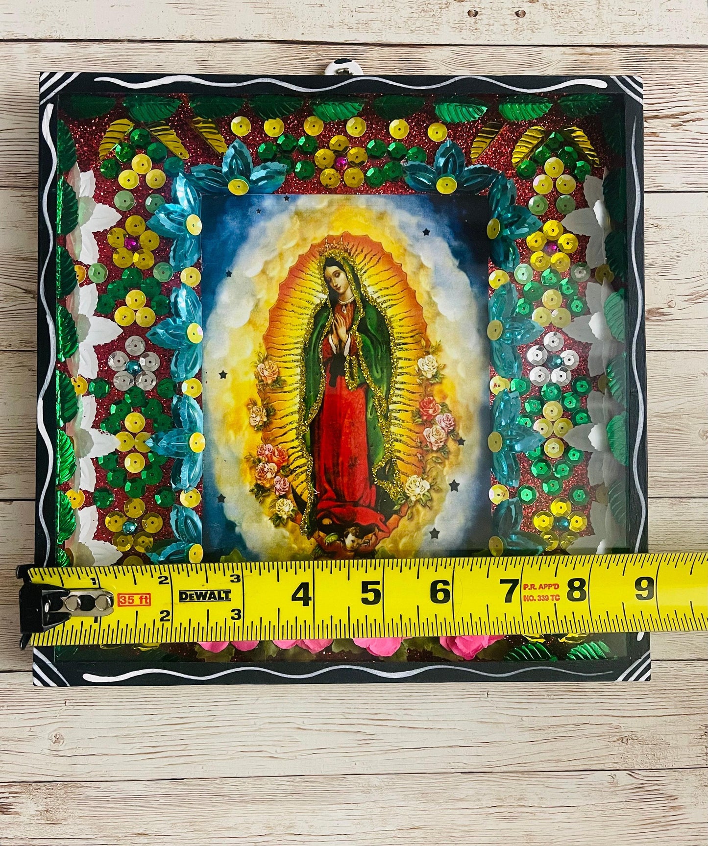 Nicho Mexicano de La Virgen Maria Virgin Mary  Shadow Box Lady of Guadalupe