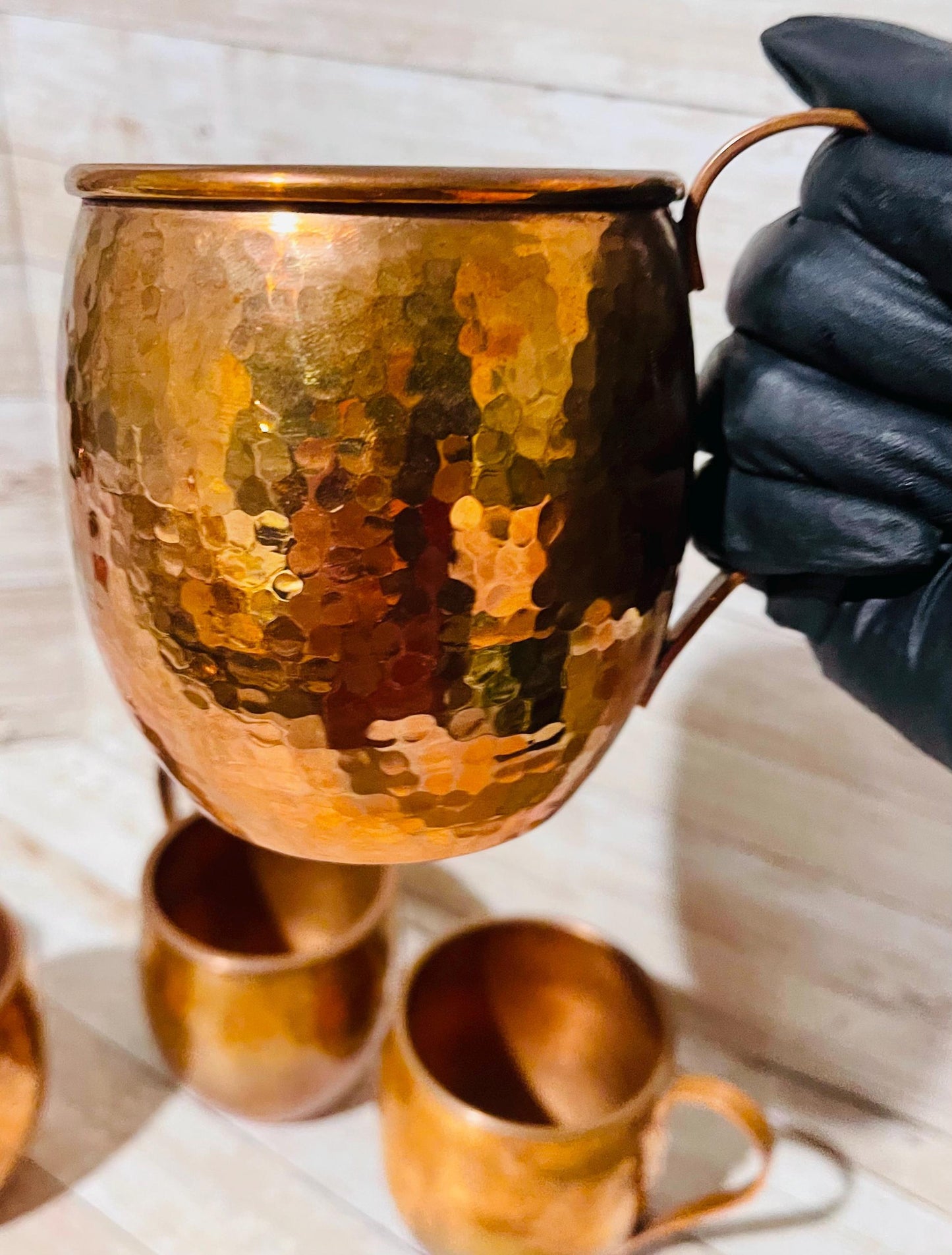 4x Mexican Copper Cups 4 Vasos de Cobre Mexicano
