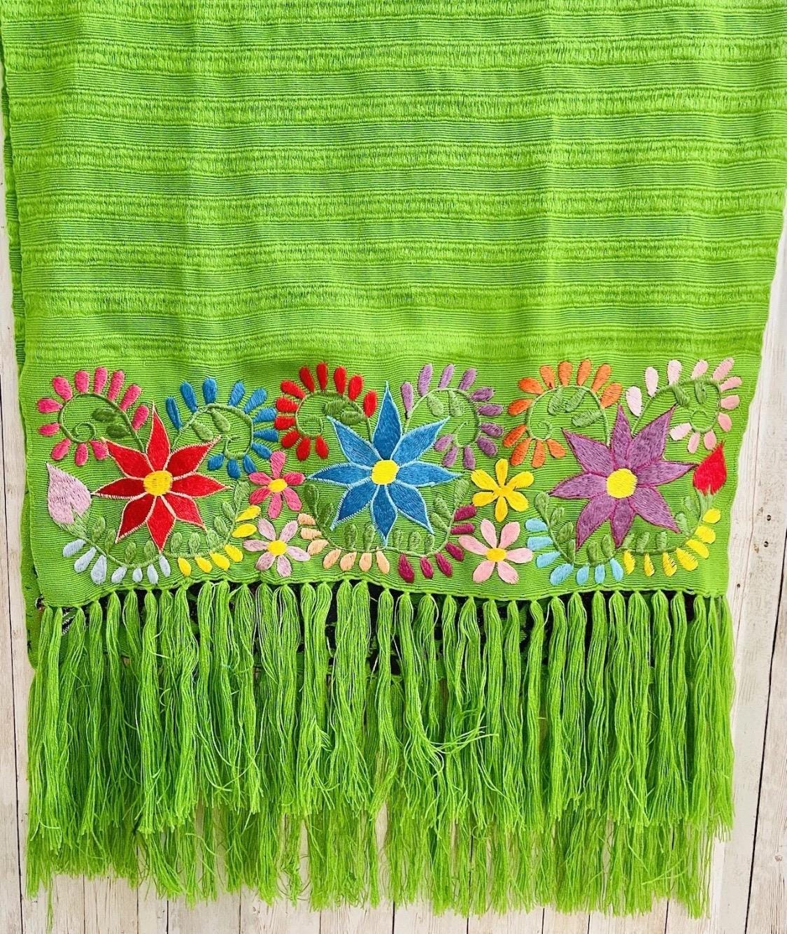 Embroidered Handmade Mexican Shawl Reboso Bordado Mexicano