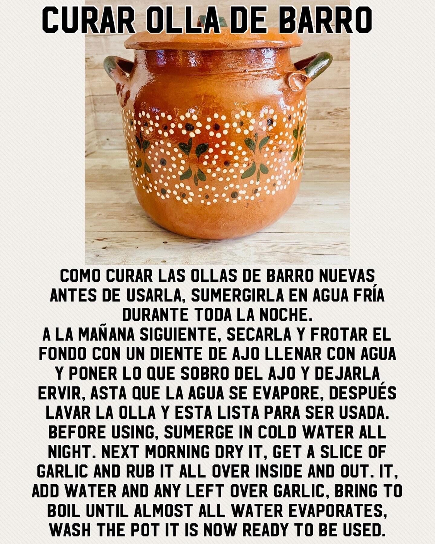 Olla de Barro Mexicana Frijolera Decorada Terra Cota Clay Pot