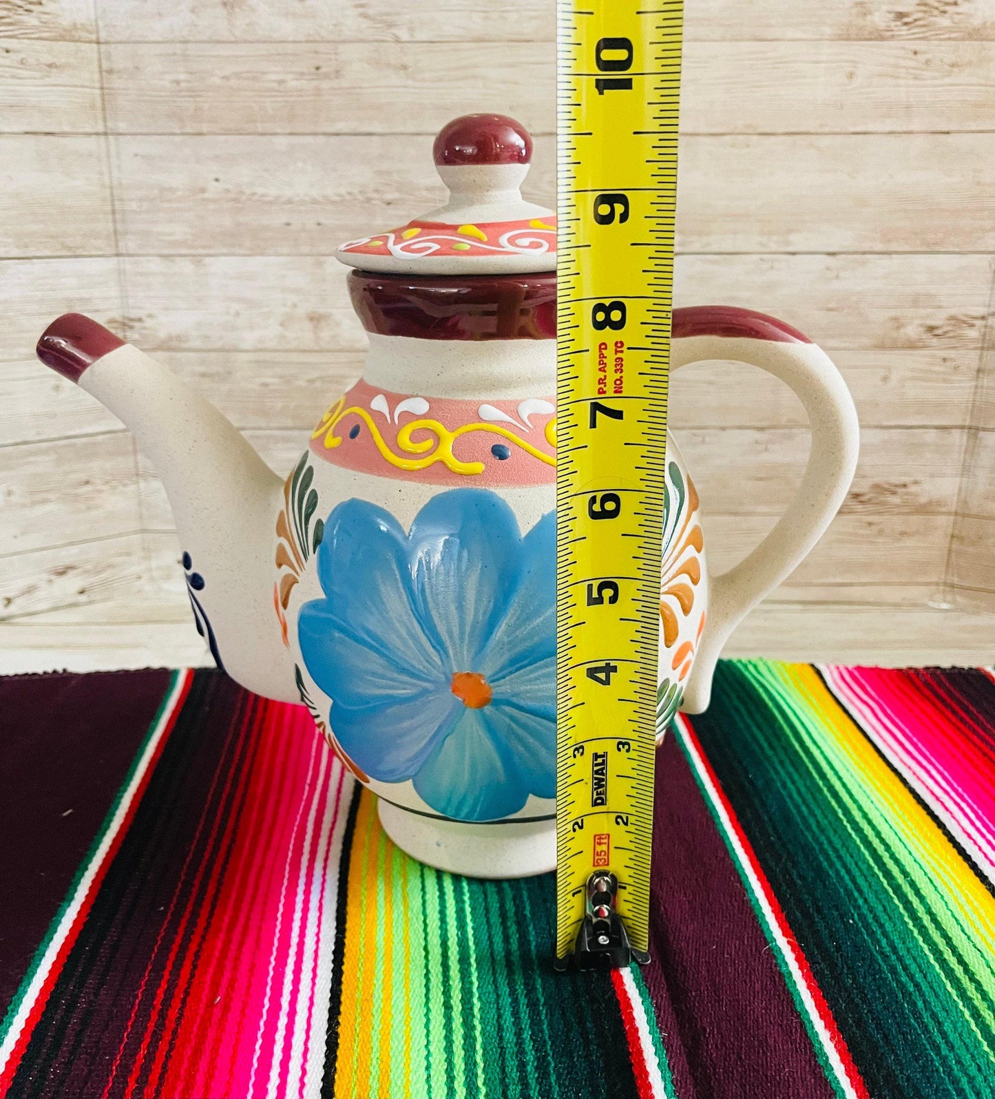 Terra Cotta Mexican Art Pottery CoffeeTea Pot Jarra Lechera Cafetera Artesanal Mexicana Engove