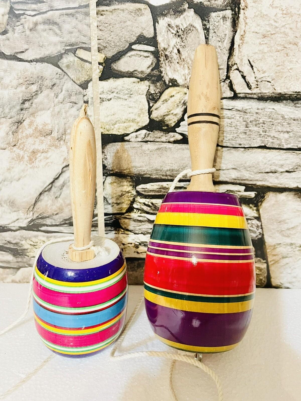 2 Multi Color Wood Baleros Traditional Toy 2 Baleros Mexicanos 1 Big 1 Small