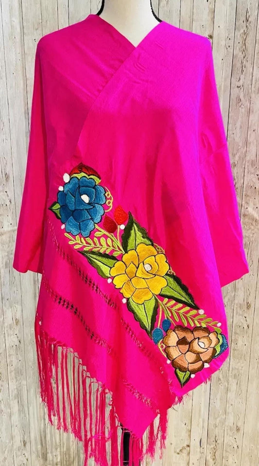 Embroidered Silk Handmade Mexican Shawls Rebosos Bordados en Ceda