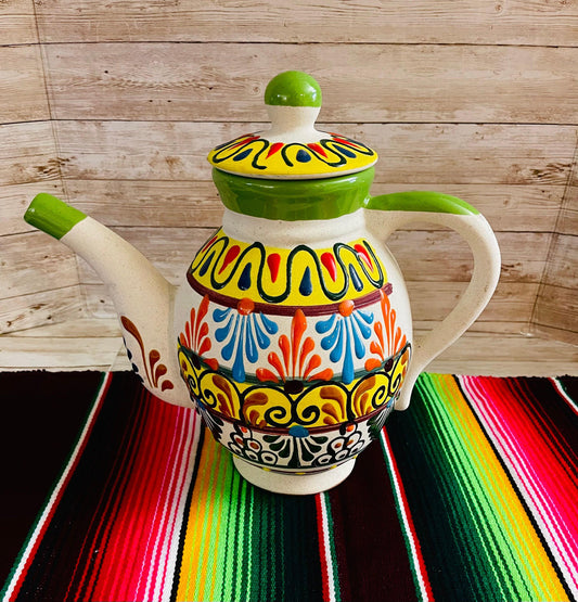 Terra Cotta Mexican Art Pottery CoffeeTea Pot Jarra Lechera Cafetera Artesanal Mexicana Engove