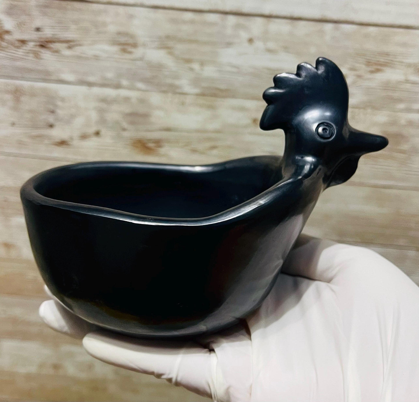 Black Oaxacan Mexican Clay Art Pottery Salsa Bowl with Spoon Salsero con Cuchara de Barro Negro Artesanal Hecho en Oaxaca