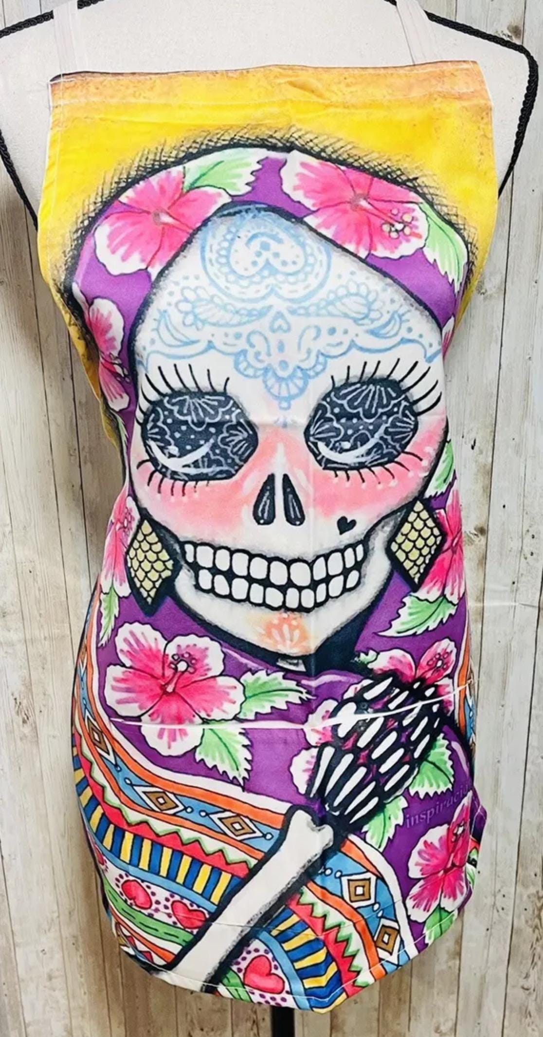 Sugar Skulls Day of the Dead Aprons Mandil de Catrinas  Dia De Muertos