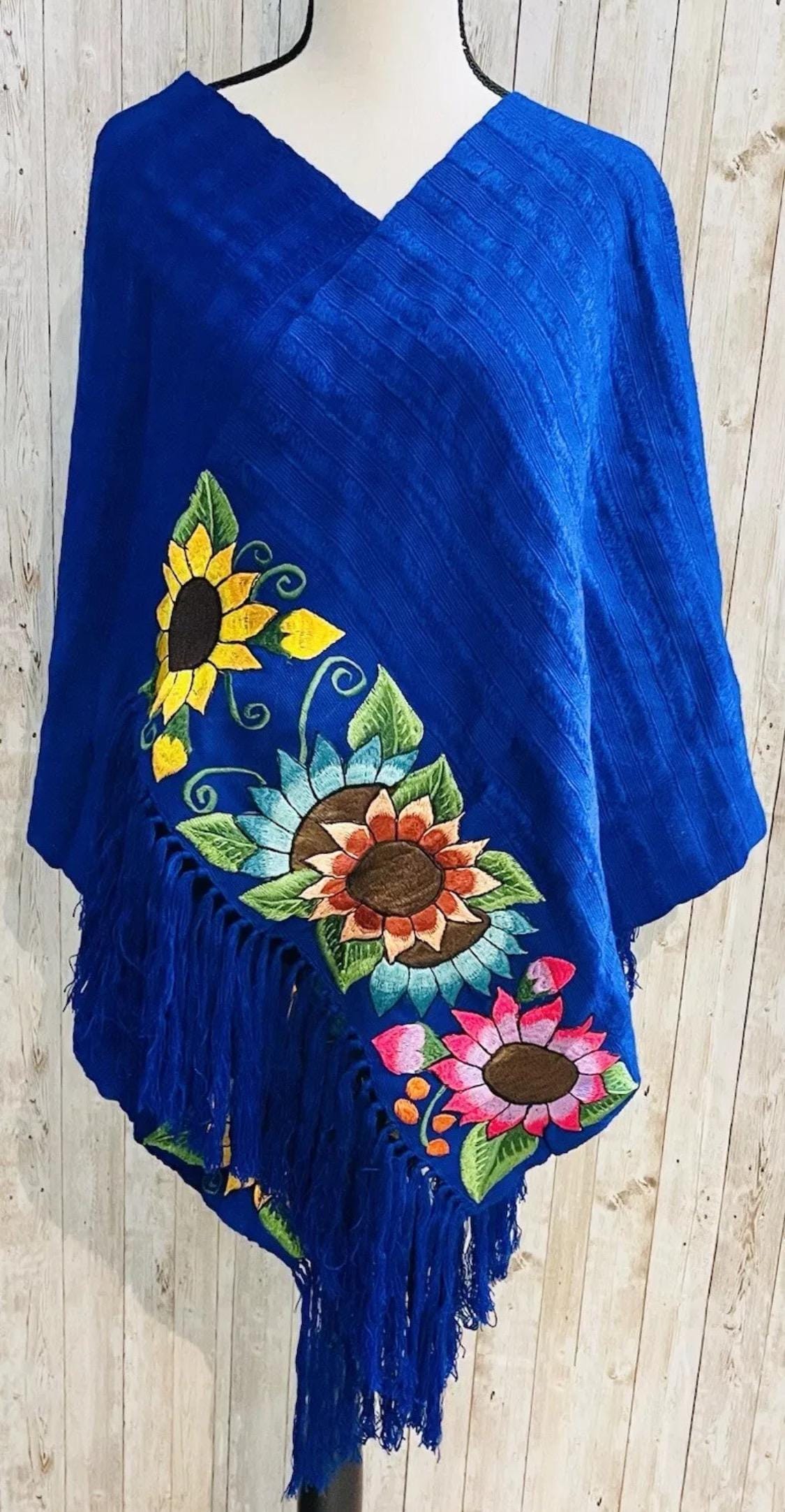 Mexican Embroidered Shawl Wrap Cover Reboso Mexicano Bordado