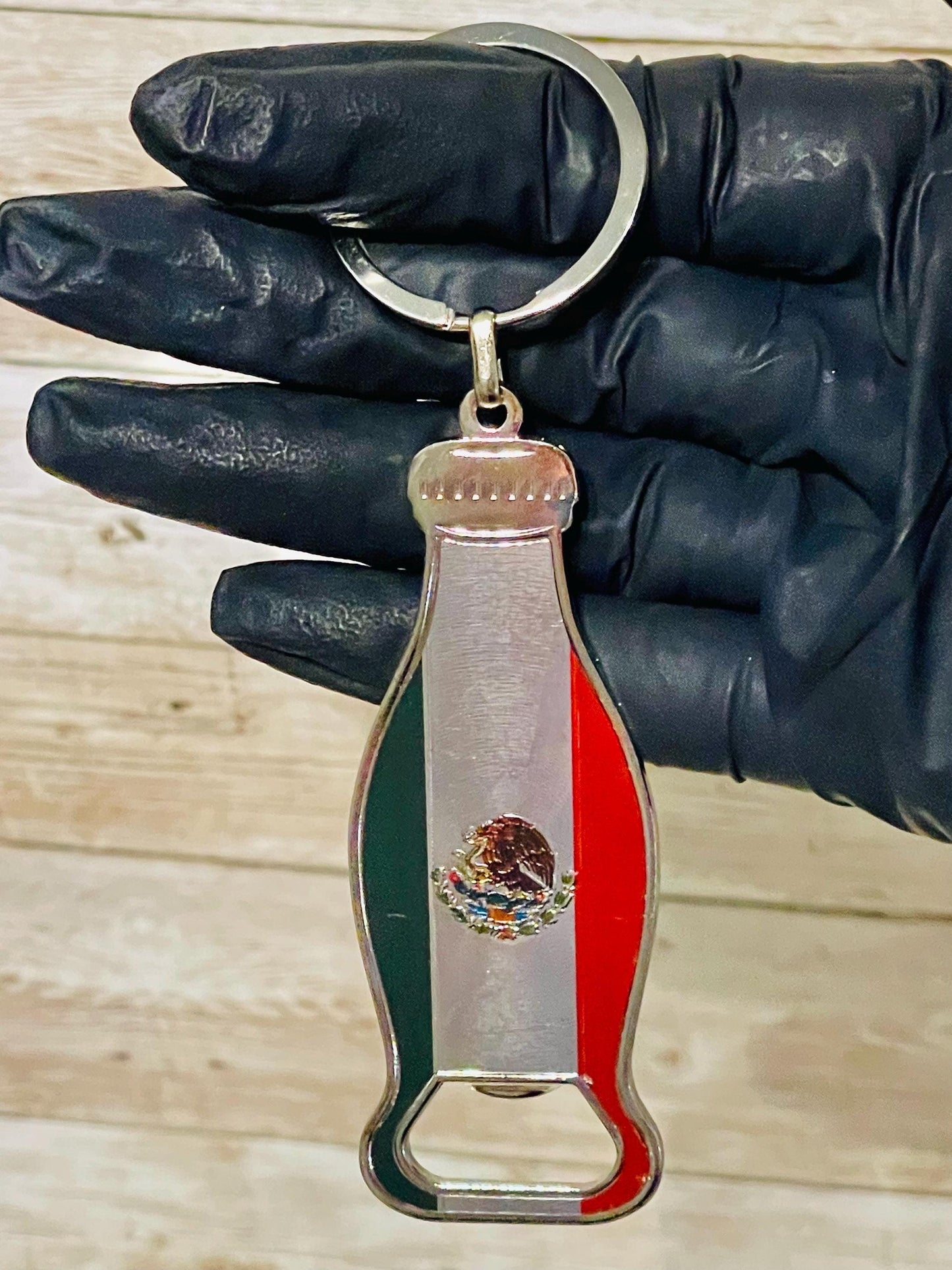 2 Mexican Keychains 1 Bottle Opener and 1 Mexican Shirt with Mexico Colors 2 Llaveros 1 Llavero Destapador y 1 Llavero de Camiseta Mexicana