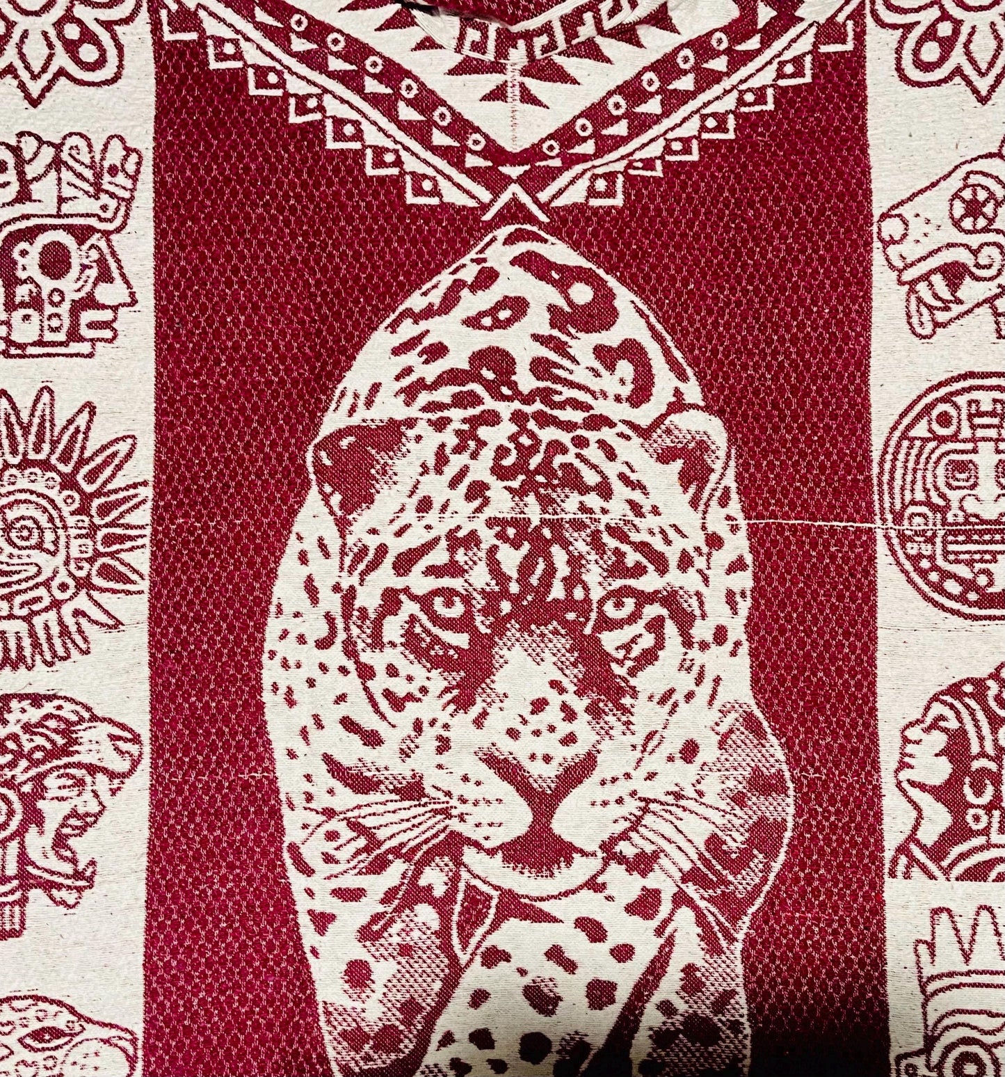 Mexican Double Sided Poncho Aztec and Jaguar Poncho Gavan Azteca con Jaguar Doble Vista
