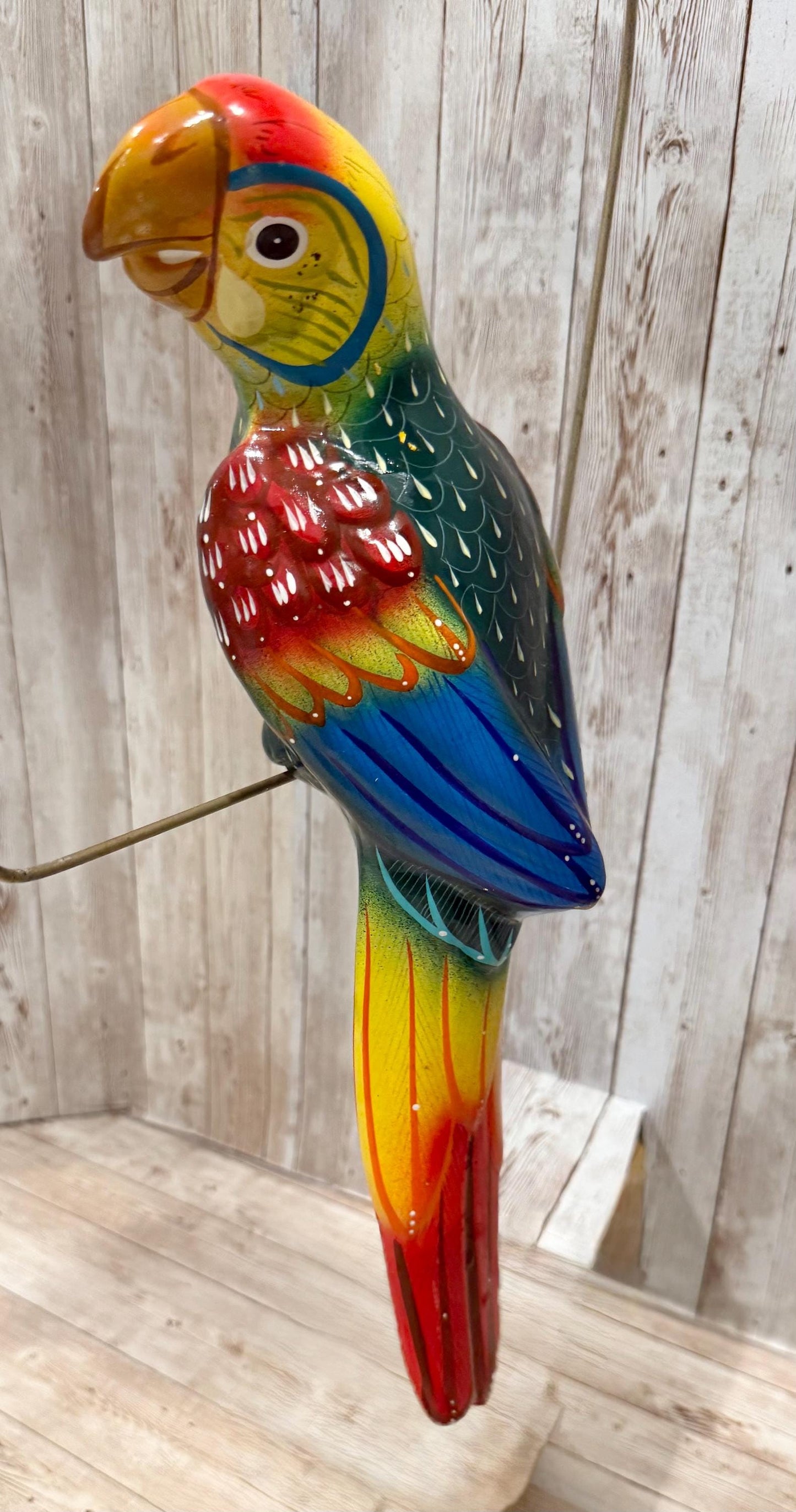 Hanging Exotic Bird in Ring Mexican Pottery Ceramic Pajaro De Cerámica