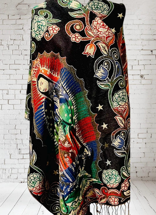 Mexican Thin Virgin Mary Mexican Shawl Pashima Reboso Wrap Reboso de La Virgen Maria Delgado
