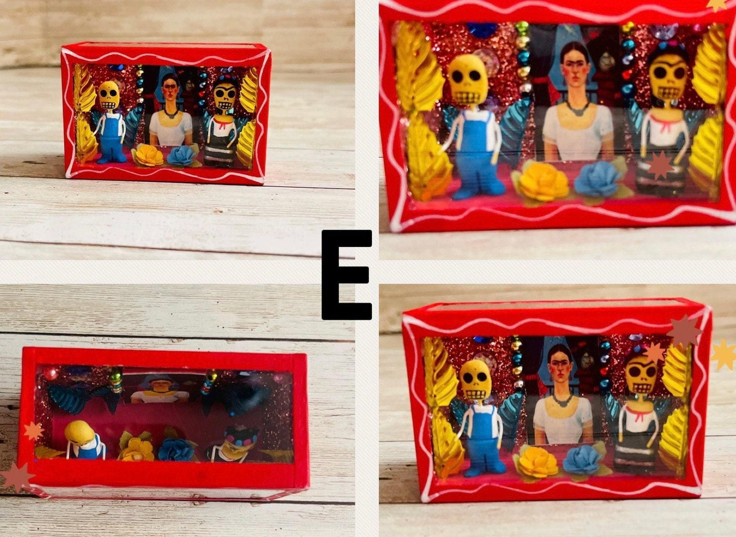 Nicho Mexicano De Catrinas con Vitrina Mexican Sugar Skulls Shadow Box