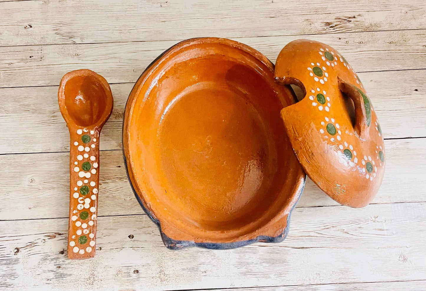 Terra Cotta Mexican Pottery Salsa Pig Bowl with Spoon Salsera de Barro Mexicana de Marranito con Cuchara