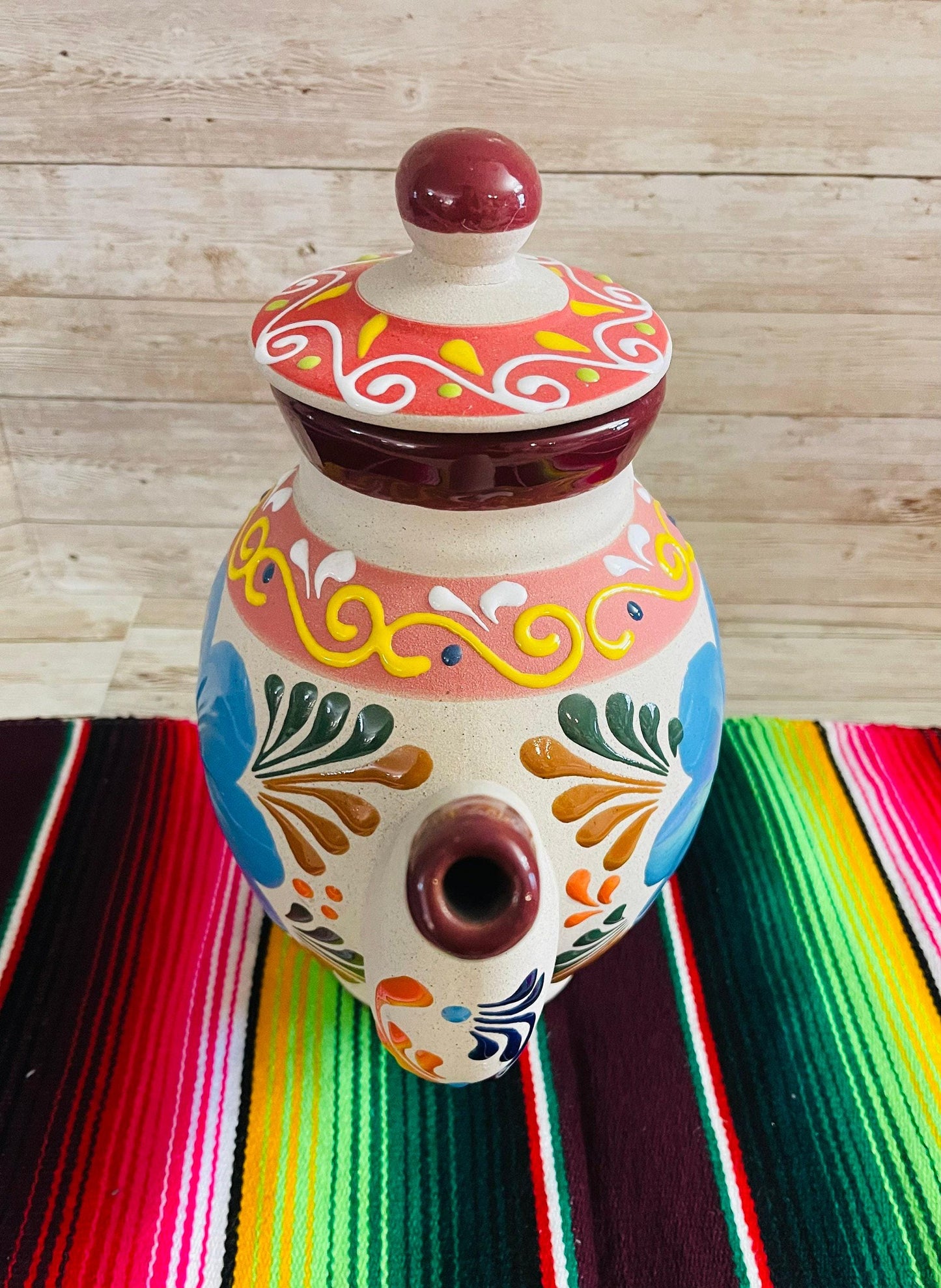 Terra Cotta Mexican Art Pottery CoffeeTea Pot Jarra Lechera Cafetera Artesanal Mexicana Engove