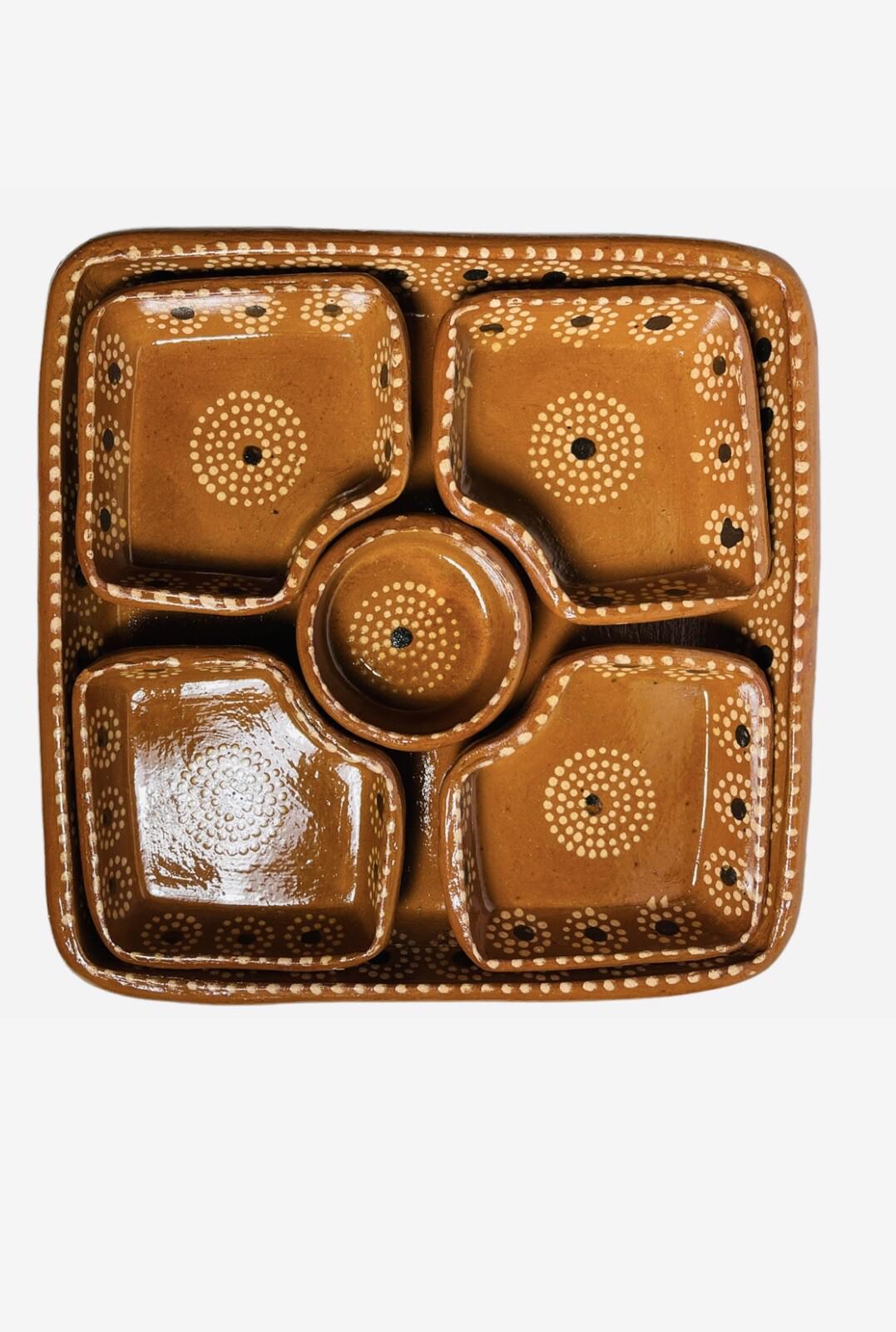 Terracotta Party Platter / Salsero Botanero de Barro 5 Piece