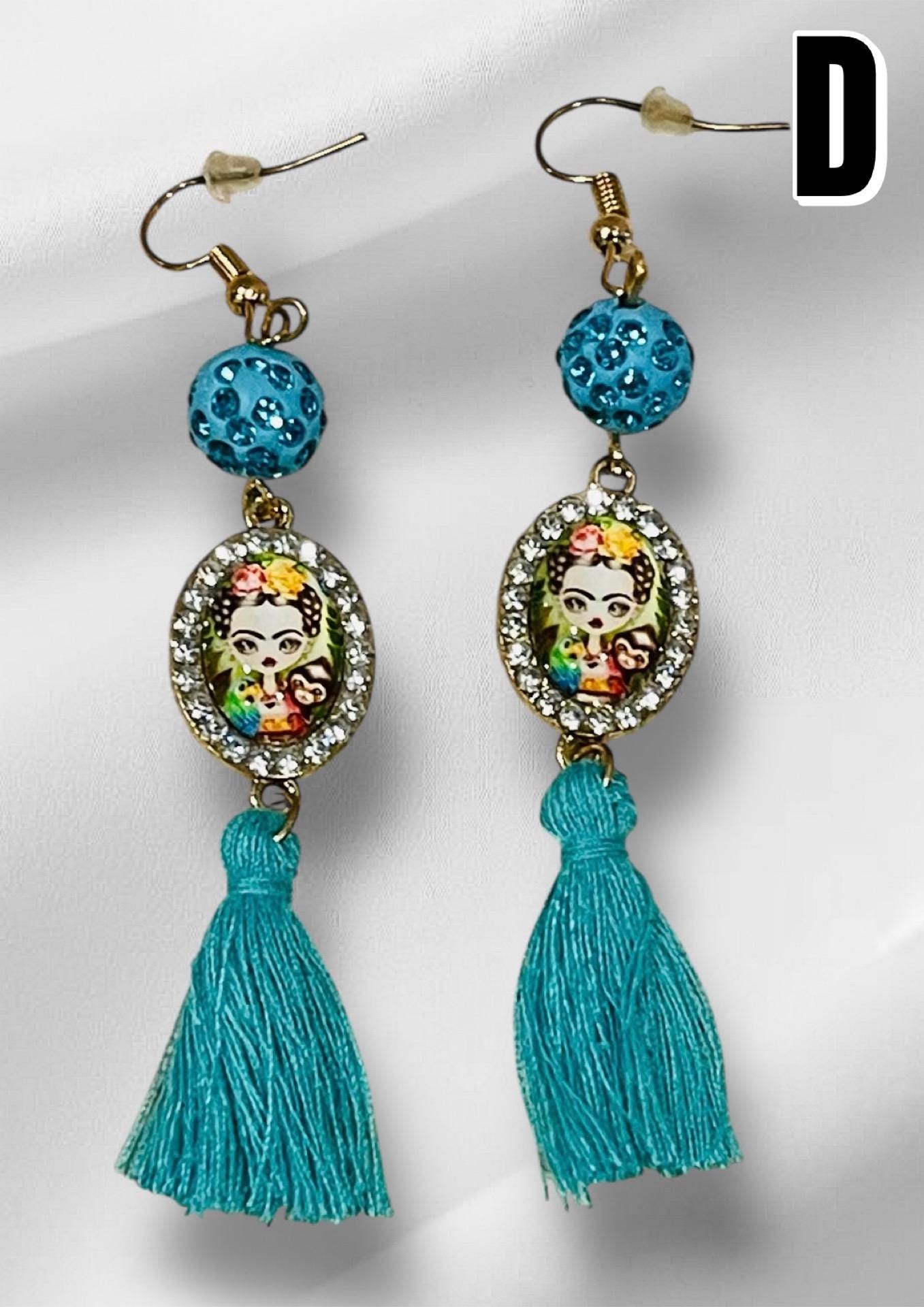 Frida Kahlo Drop Dangle Earrings Aretes de Frida Kahlo