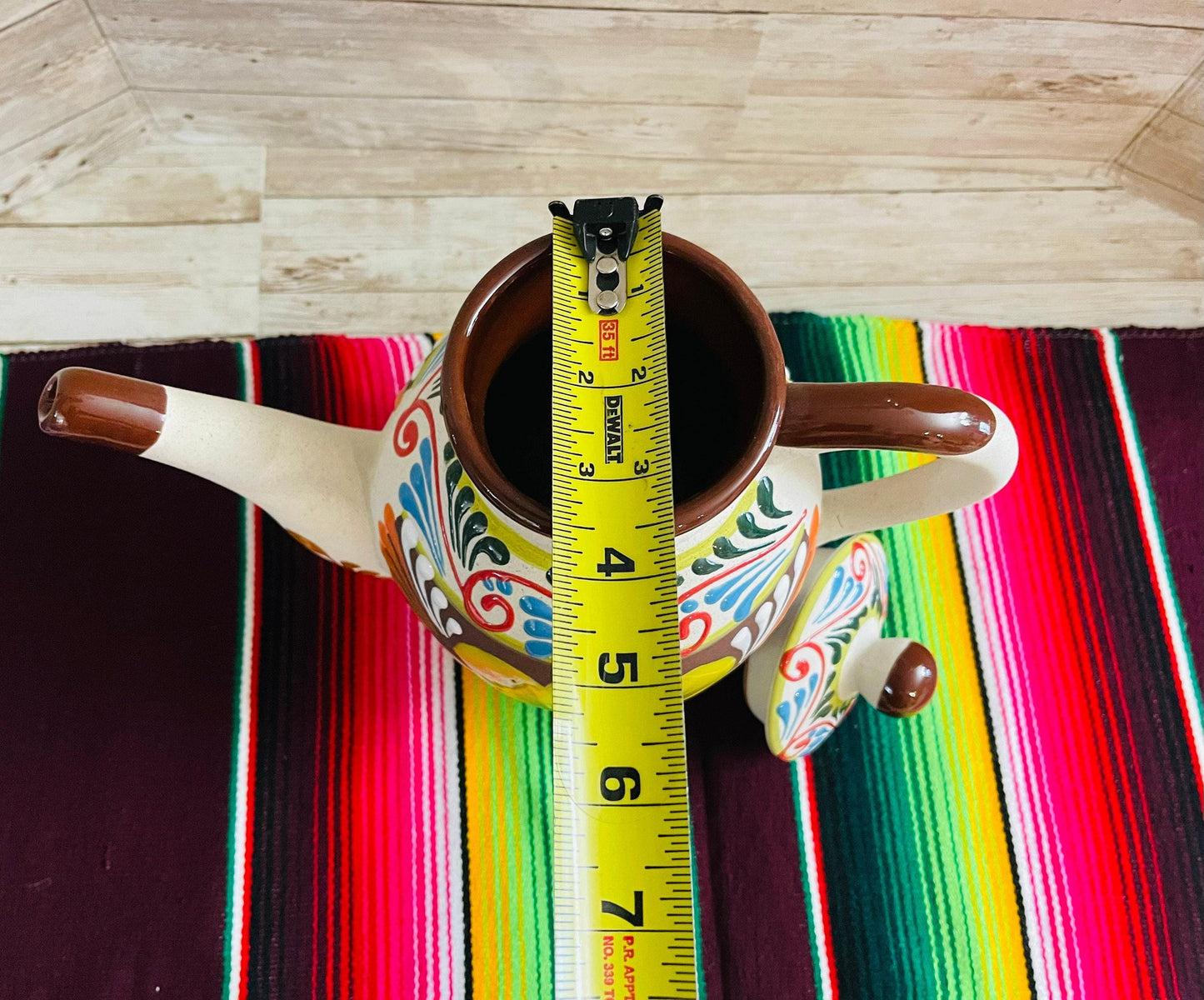Terra Cotta Mexican Art Pottery CoffeeTea Pot Jarra Lechera Cafetera Artesanal Mexicana Engove