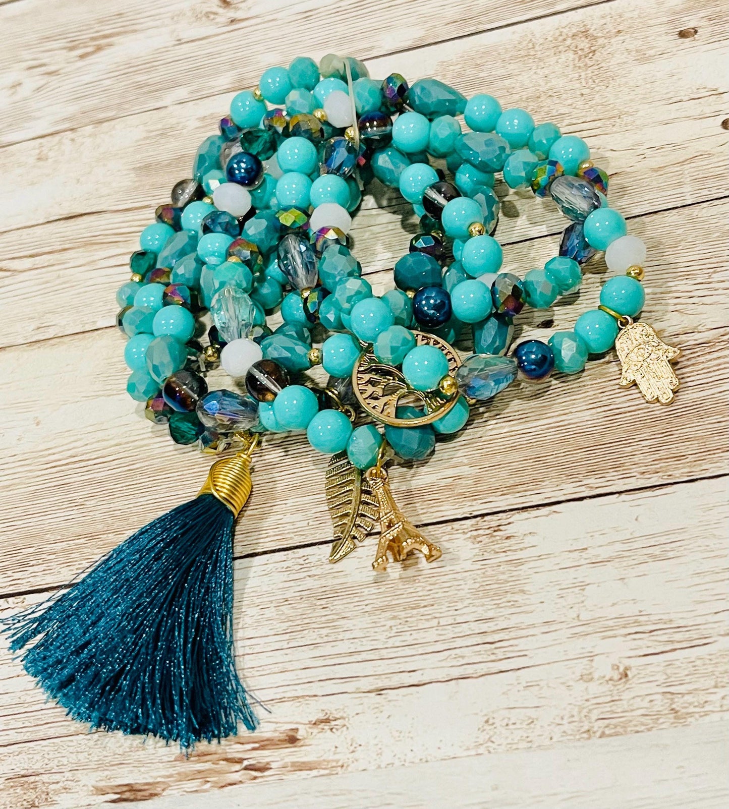 Handmade Mexican Artesanal Bracelets Set of 7 Beaded Bracelets Semanario Artesanal Mexicano 7 Pulseras