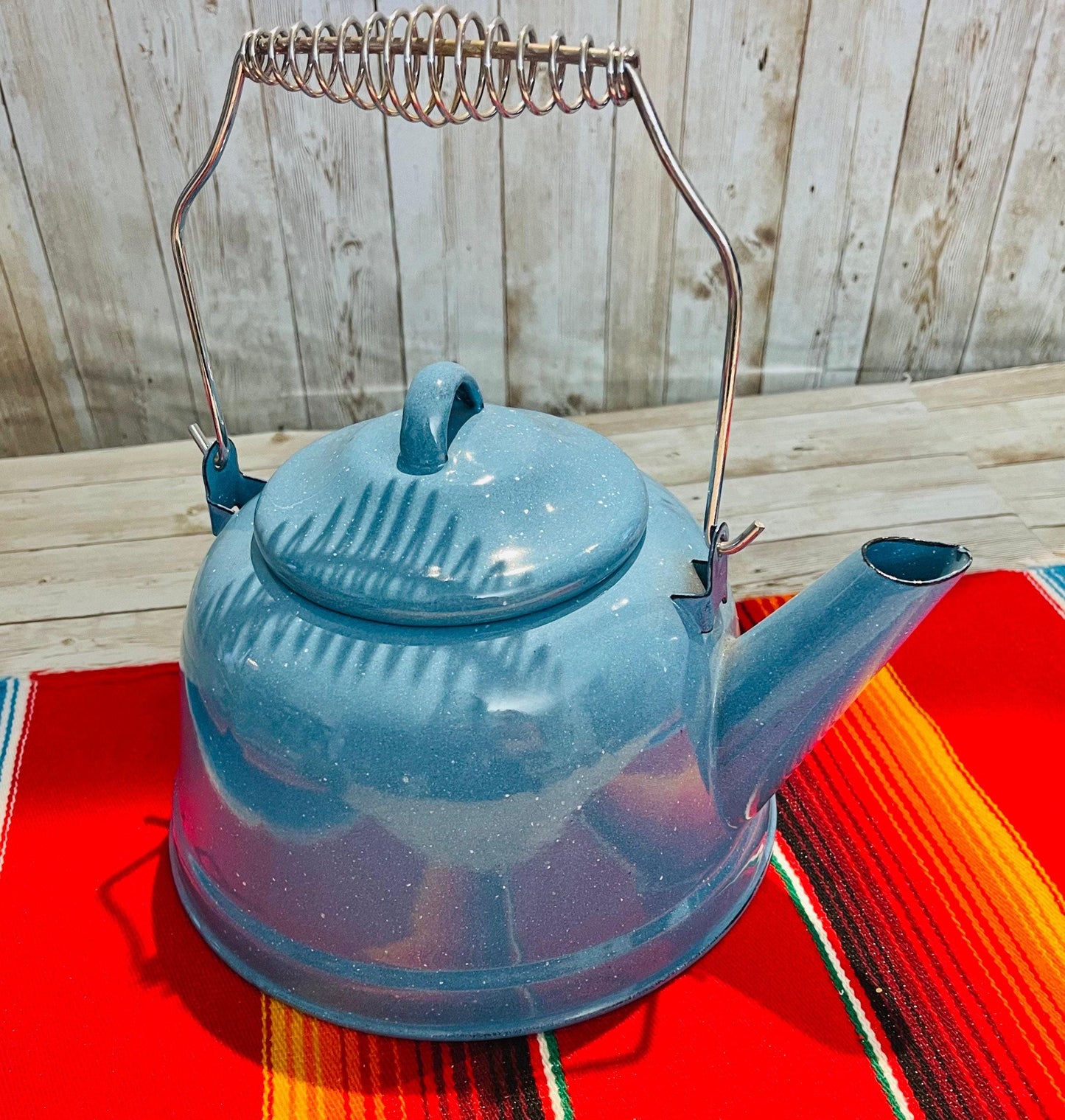 Mexican Enamelware Camping Set 1 Coffee/Tea Pot 1 Frying Pan & 2 Pots Set de Peltre Mexicano con 2 Ollas 1 Sarten y una Cafetera