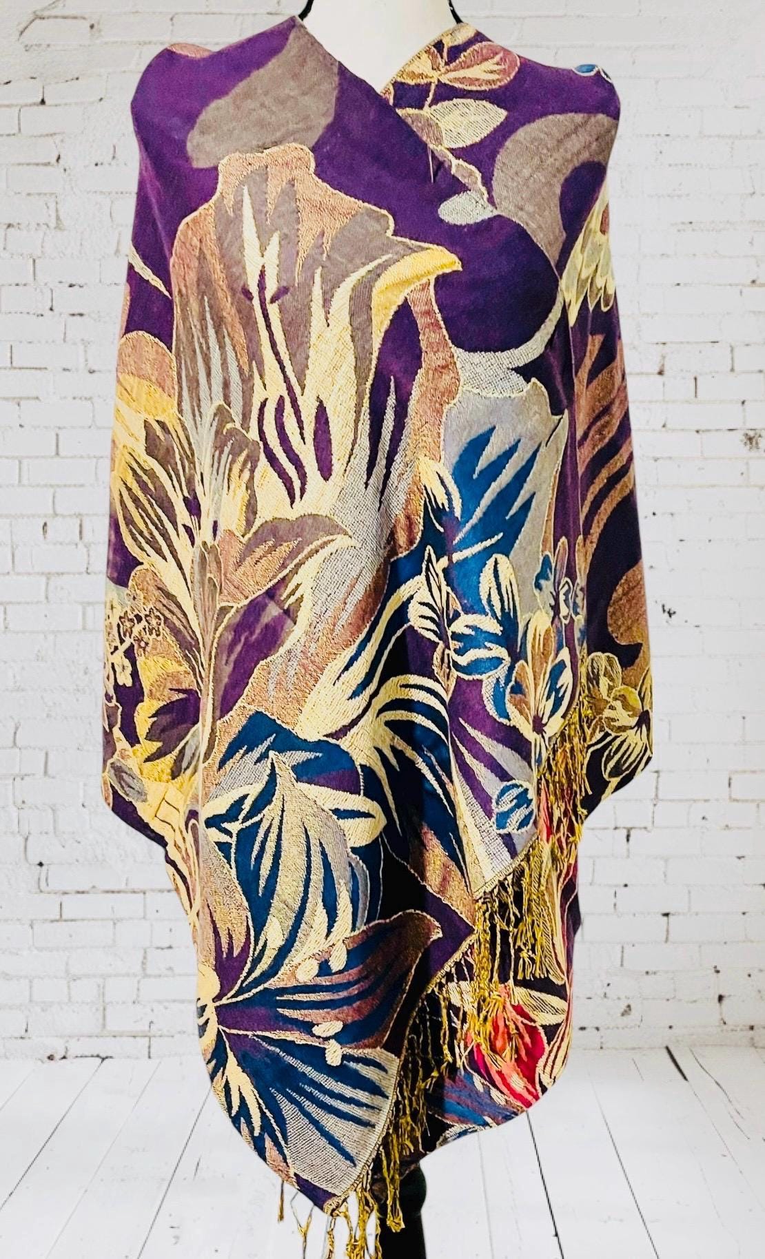 Artesenal Hummingbird Thin Shawl Wrap Reboso Pashima Artesanal Mexicano Delgado de Colibri