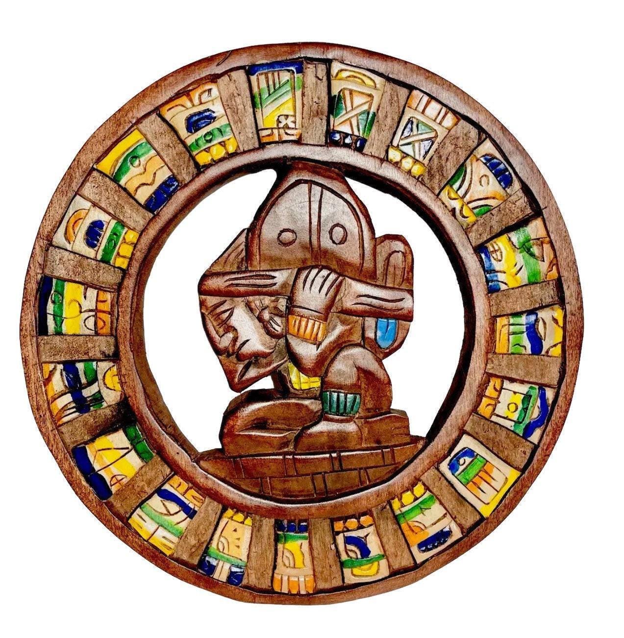 Wood Aztec Calendar Mexican Wall Art Artesanias Mexicanas Calendario Azteca De Madera
