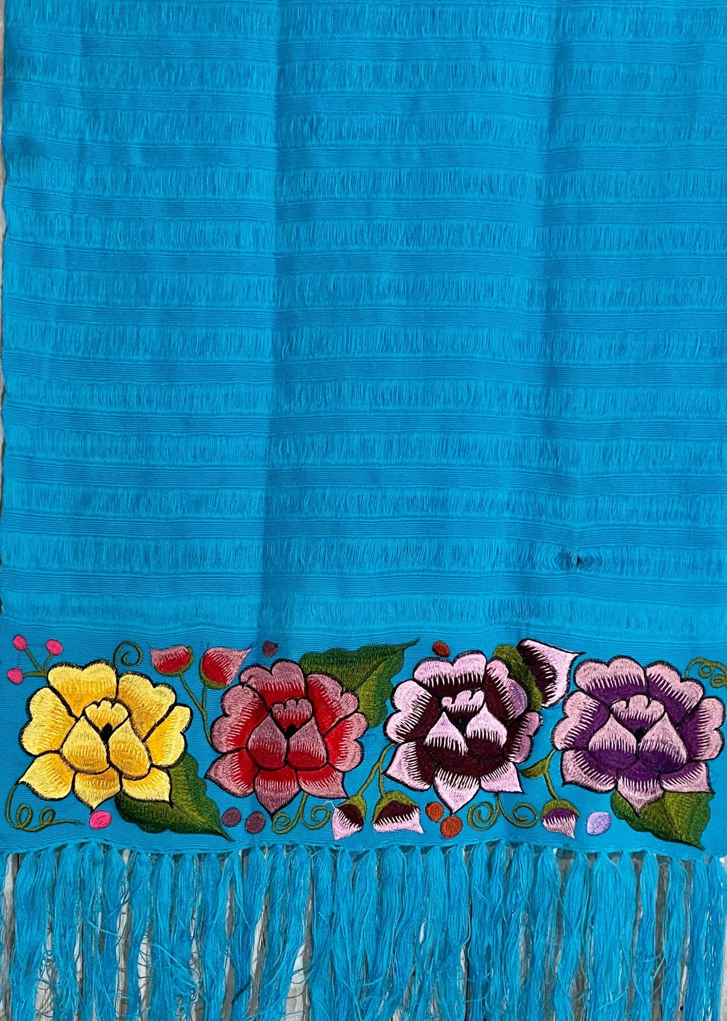 Embroidered Handmade Mexican Shawl Reboso Bordados en Telar