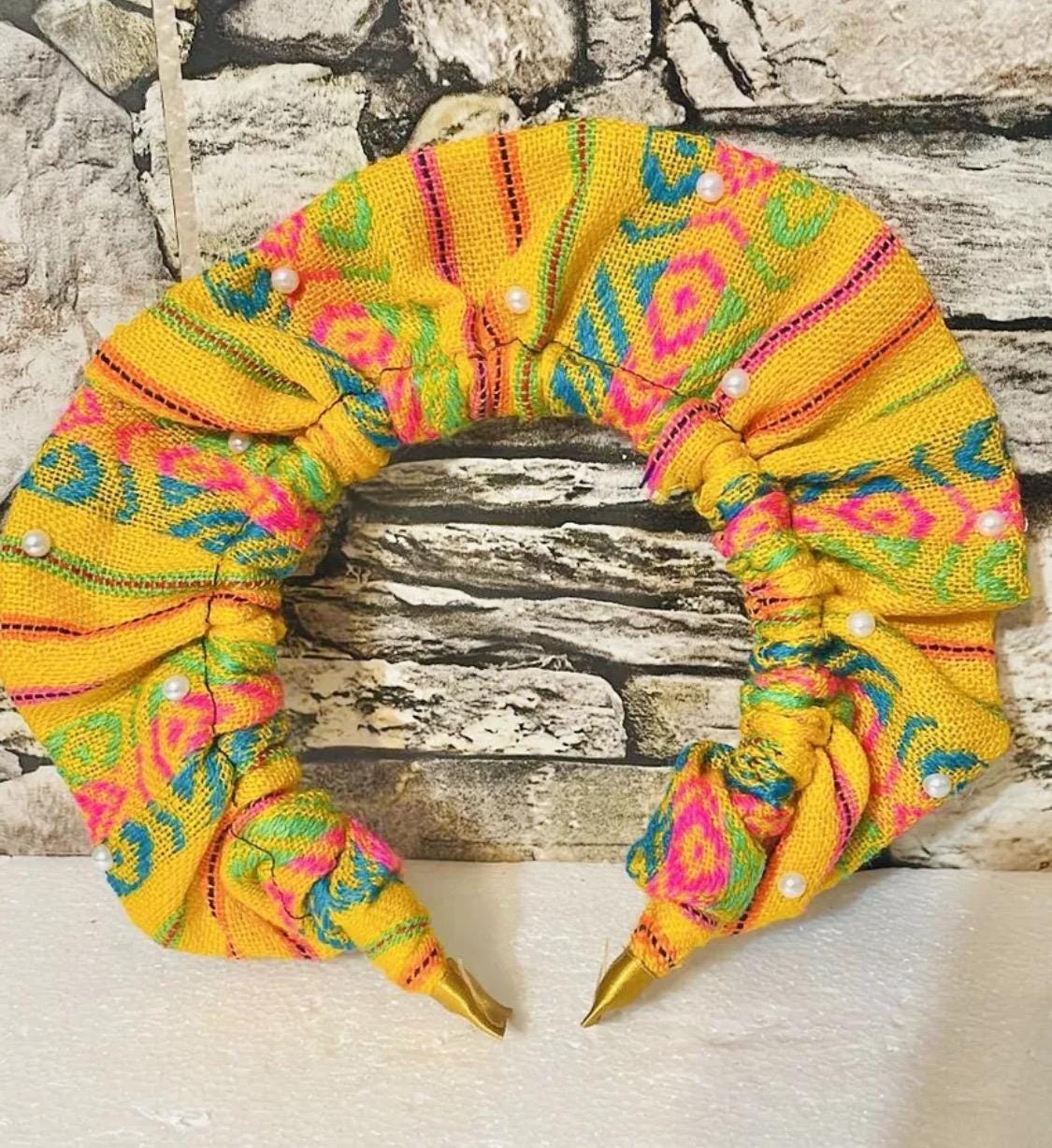 2x Diademas Mexicana Artesanales Tela Cambaya 2x Mexican Sarape Headbands Cambaya Cloth