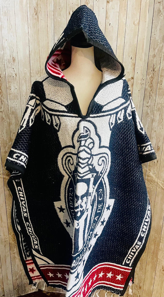Poncho Mexicano Grueso de Guadalajara Chivas Poncho de Futbol Mexicano Mexican Thick Soccer Poncho